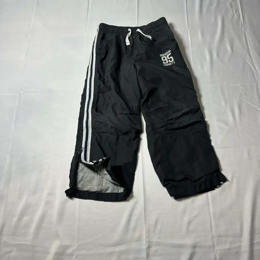 OshKosh B’Gosh Boys 5 Gray Varsity 95 Zip Side Wind Jersey Lined Track Pants